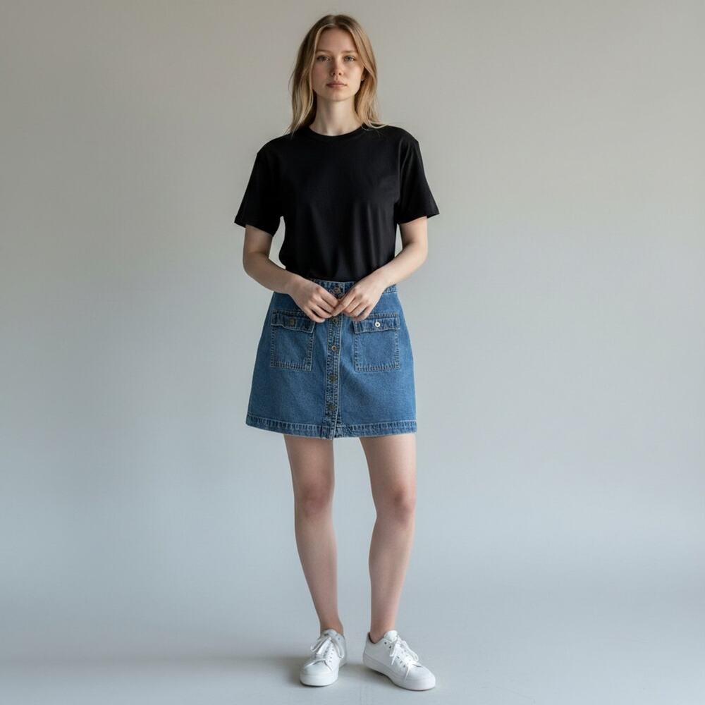 90's - Y2K Vintage Gap Denim Mini Skirt 6 Medium Wash 100% Cotton Made in Taiwan